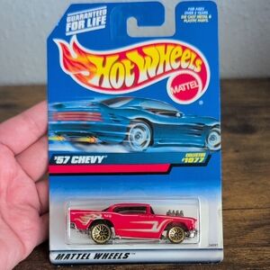 Hot Wheels '57 Chevy Red and Gold Toy Car